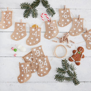 Hessian Christmas advent stockings
