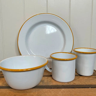 Yellow and white enamel