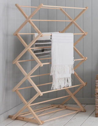 Folding wooden clothes horse dryer
