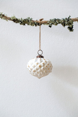 Vintage white glass Russe christmas tree decoration