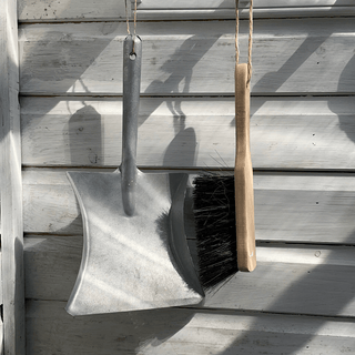 Galvanised dustpan and brush