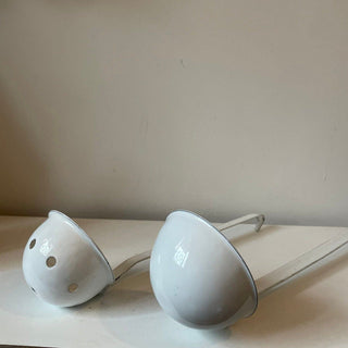 White enamel ladles