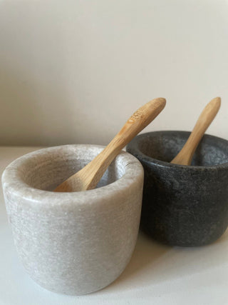 Salt and Pepper pots in marble and granite