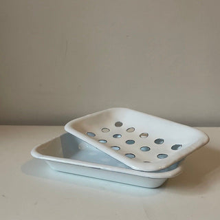 White enamel soap dish