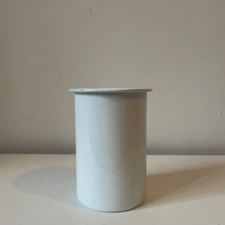 White enamel toothbrush holder