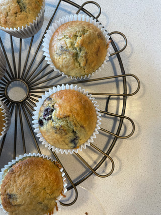 Blueberry Muffins on a Wire Cake Rack