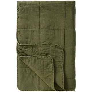 Moss green cotton quilt bedspread
