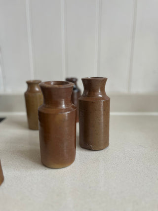 Vintage brown  small stoneware bottles