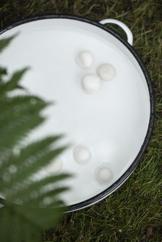 White enamel tray with handles