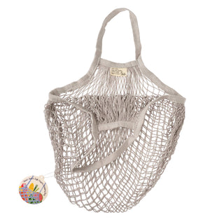 Grey cotton string net shopping bag