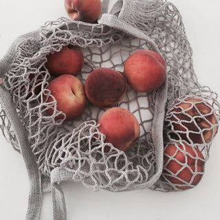 Grey cotton string net shopping bag