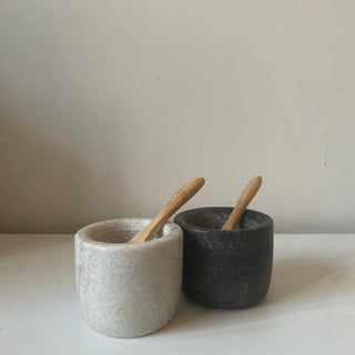 Salt and Pepper pots in marble and granite