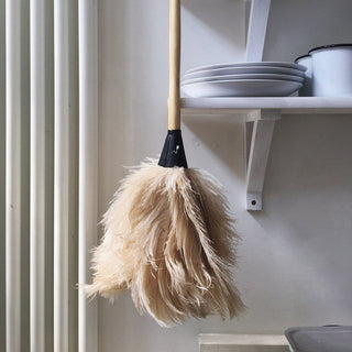 White ostrich feather duster