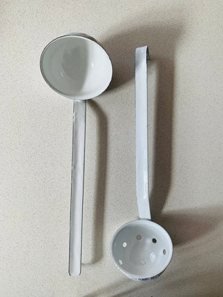 White enamel ladles