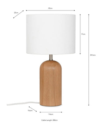 Oak table lamp with shade