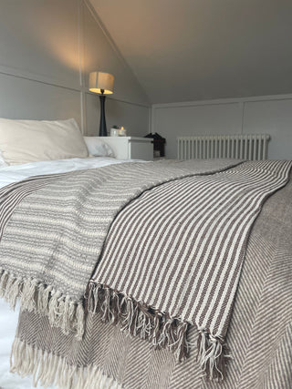 Cream and Natural stripe throw