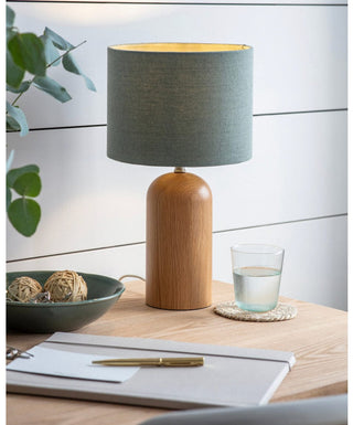 Oak table lamp with shade